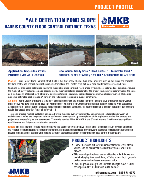 Yale Detention Pond Slope project profile