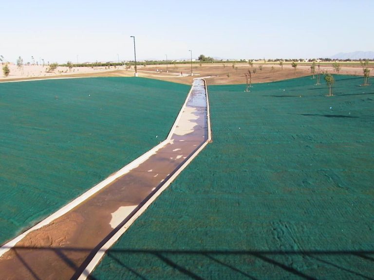 Turf reinforcement mat Pp5 in a channel